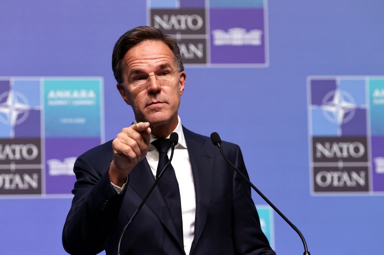 ANKARA, TURKEY - JULY 8: Secretary General of NATO Mark Rutte makes a point during a press conference during the NATO summit on July 08, 2026 in Ankara, Turkey. Leaders from NATO's 32 countries, plus NATO allies like Ukraine, gathered in the Turkish capital to discuss a range of issues involving spending targets, defense industrial production, and support for Ukraine, among other topics. (Photo by Burak Kara/Getty Images)