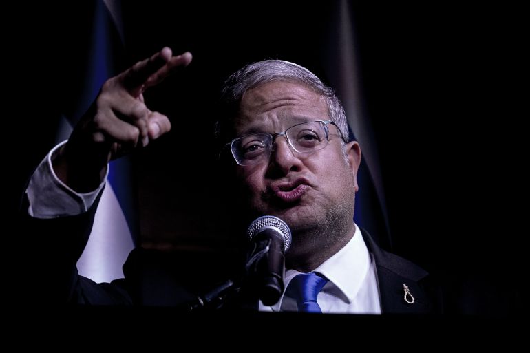 NETANYA, ISRAEL - SEPTEMBER 1: Itamar Ben-Gvir, Israel's security minister and leader of the Otzma Yehudit party, speaks during a political rally on September 1, 2026 in Netanya, Israel. Legislative elections in Israel are scheduled for October 27th. (Photo by Amir Levy/Getty Images)