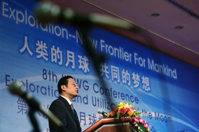 BEIJING, CHINA - JULY 25: (CHINA OUT) Sun Laiyan, director of China National Space Administration, delivers a speech during 8th International Lunar Exploration Working Group Conference on July 25, 2006 in Beijing, China. Sun said China's first lunar orbiter is expected to be launched next year as scheduled. More than 1.4 billion yuan (about US$170 million) have been earmarked to fund the satellite project which is part of the country's ambitious three-stage lunar program. The satellite will be followed by the landing of an unmanned vehicle on the moon in 2010. (Photo by China Photos/Getty Images)