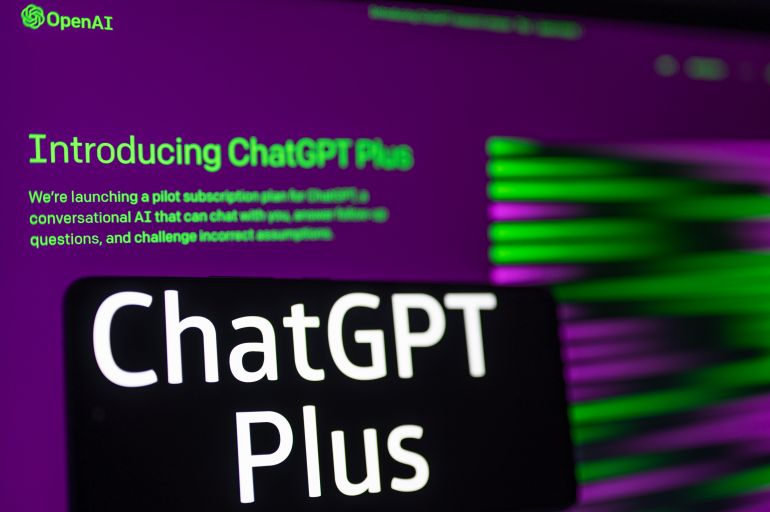 ChatGPT Plus sing displayed on mobile and OpenAI web page are seen in this photo illustration. On 5 February 2023 in Brussels, Belgium. (Photo illustration by Jonathan Raa/NurPhoto via Getty Images)