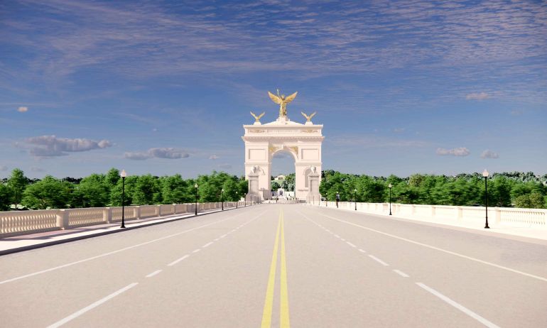 pic-7615-1775887367 An artist's rendering of U.S. President Donald Trump's proposed 'Independence Arch' is seen in this handout obtained on April 10, 2026. U.S. Commission on Fine Arts/Handout via REUTERS THIS IMAGE HAS BEEN SUPPLIED BY A THIRD PARTY