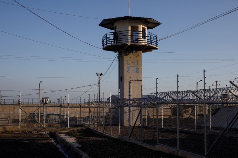 A view shows the Terrorism Confinement Center (CECOT) prison, during a media tour, in Tecoluca, El Salvador April 4, 2025. REUTERS/Jose Cabezas
