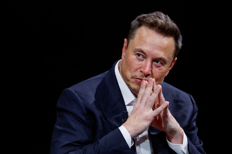 reuters_6a86e951-1787226449 FILE PHOTO: Elon Musk, CEO of Tesla and SpaceX, gestures as he attends the Viva Technology conference dedicated to innovation and startups at the Porte de Versailles exhibition centre in Paris, France, June 16, 2023. REUTERS/Gonzalo Fuentes/File Photo