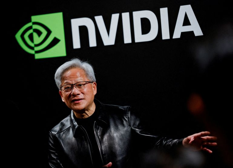 reuters_6aa27a92-1789033106 FILE PHOTO: Nvidia CEO Jensen Huang speaks during a doorstep after attending the AI Ecosystem Reception in Tokyo, Japan, July 16, 2026. REUTERS/Manami Yamada/File Photo