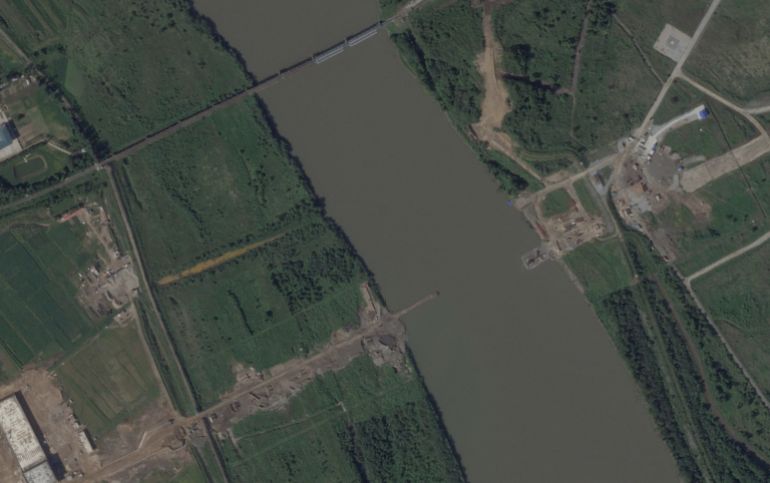 A satellite image shows the area spanning the Tumen River before the first road bridge between North Korea and Russia on the border between the two countries, September 11, 2025. 2026 Planet Labs PBC/Handout via REUTERS THIS IMAGE HAS BEEN SUPPLIED BY A THIRD PARTY. MANDATORY CREDIT