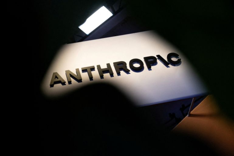 FILE PHOTO: An Anthropic logo is displayed at Moscone Center during the Dreamforce 2026 technology summit in San Francisco, California, US, September 17, 2026. REUTERS/Carlos Barria/File Photo