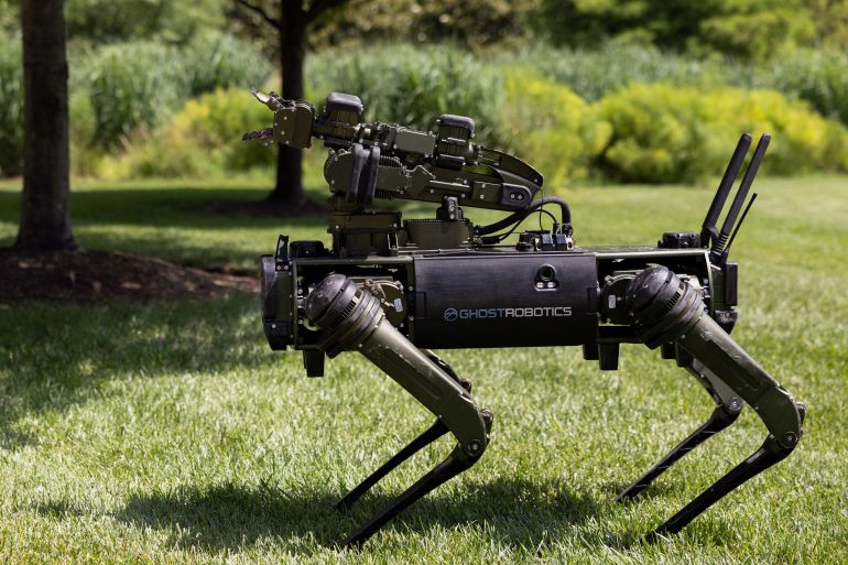 robot-2-1788621213 A robot dog outside of the Ghost Robotics headquarters in Philadelphia, Pennsylvania, U.S., July 8, 2026. REUTERS/Rachel Wisniewski