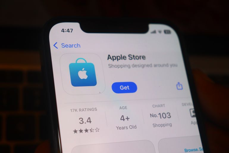 shutterstock_2639605977-1780919010 A digital platform for downloading apps for iOS, iPadOS, macOS, and other Apple devices, launched in 2008, Hand holding iPhone with Apple Store App. New Delhi, India, 11 June 2025.