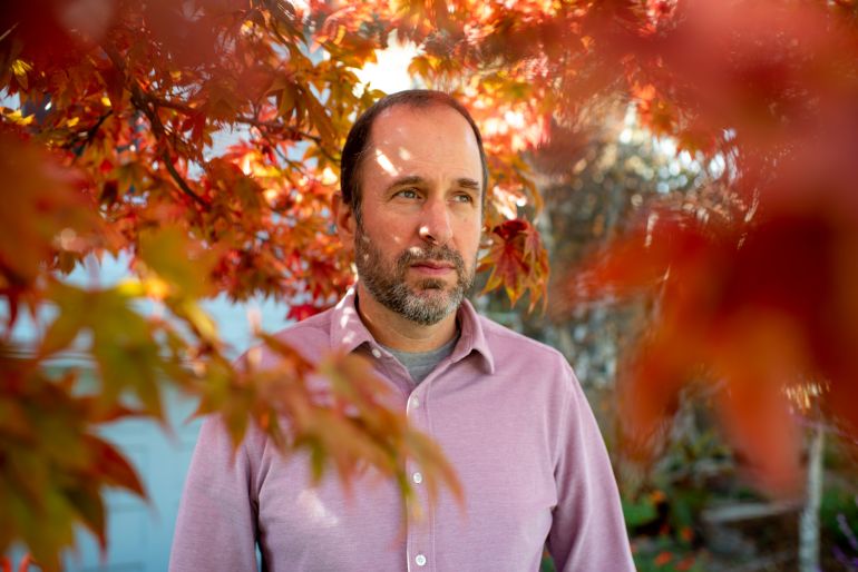 1nam-1791185276 EL CERRITO, CA - NOVEMBER 11: James Vlahos, CEO of Hereafter.AI, outside his home on November 11, 2022 in El Cerrito, California. Hereafter.AI reconnects people with their dead loved ones through virtual reality by taking users through an interview process before theyve died, prompting them to recollect stories and memories that are then recorded. After theyve passed, family members can ask questions, and the app responds in the deceaseds voice using the accumulated interview information, almost like its engaging in a conversation. (Photo by Marlena Sloss for The Washington Post via Getty Images)