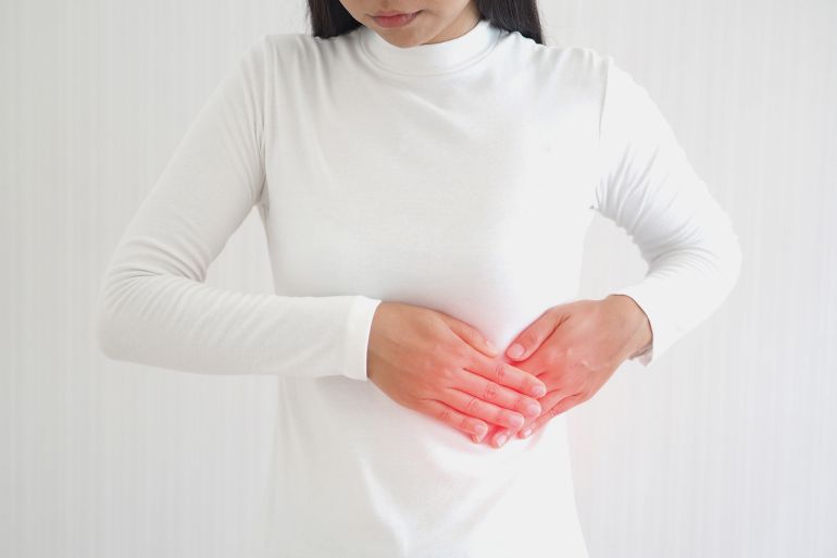 789078-1792335684 hepatosplenomegaly or hsm and ruptured spleen in woman ,She touching on chest and symptoms of pain and suffering in the upper right portion of abdomen ... See More by jaojormami @ادوبي ستوك