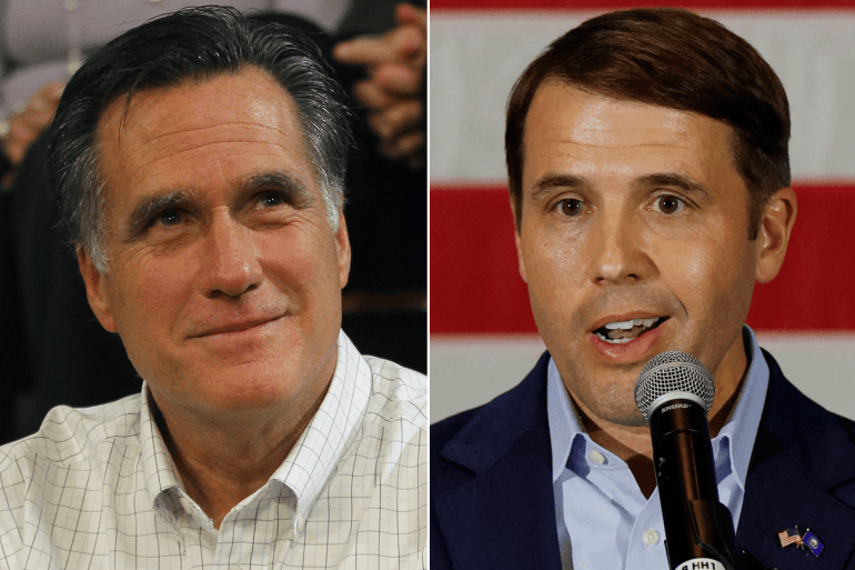 89789-1792687623 كومبو من اليمين ولاية نيوهامبشير (New Hampshire) كريس باباس: Chris Pappas جون سونونو: John Sununu Democratic former U.S. Representative from New Hampshire and a candidate for U.S. Senate Chris Pappas addresses the audience during the Democratic Party's 2026 Eleanor Roosevelt Dinner in Concord, New Hampshire, US, October 3, 2026. REUTERS/CJ Gunther ثم Republican presidential candidate and former Massachusetts Governor Mitt Romney listens as former New Hampshire Governor John Sununu speaks at a campaign stop in Exeter, New Hampshire November 3, 2011. REUTERS/Brian Snyder (UNITED STATES - Tags: POLITICS)