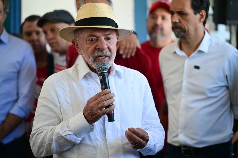 afp_6ac250a7f37e-1791119528 Brazil's President and re-election candidate for the Workers' Party (PT) Luiz Inacio Lula da Silva speaks to the media after casting his vote during the presidential election at a polling station in Sao Bernardo do Campo, state of Sao Paulo, Brazil, on October 4, 2026.