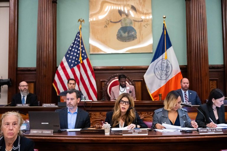 afp_6ac48994d7ca-1791265172 NEW YORK, NEW YORK - OCTOBER 5: Julie Menin, Speaker of the New York City Council, addresses a New York City Council Committee hearing on the risks and regulation of artificial intelligence at City Hall on October 5, 2026 in New York City. Top executives from OpenAI, Anthropic, Google, and Meta are testifying under oath today at an NYC Council Committee of the Whole Hearing, to address artificial intelligence safety risks and proposed municipal regulations. Adam Gray/Getty Images/AFP (Photo by Adam Gray / GETTY IMAGES NORTH AMERICA / Getty Images via AFP)