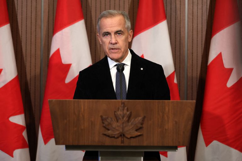 afp_6ad5088b9d46-1792346251 Canadian Prime Minister Mark Carney speaks about the incident at the Canadian Forces Base (CFB) Wainwright, at Parliament Hill in Ottawa, Ontario, Canada, on October 18, 2026.