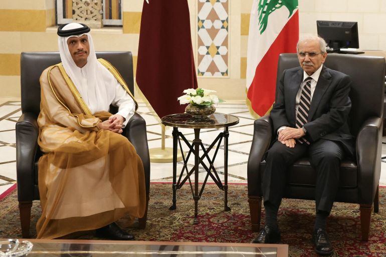 afp_6ada6327ef7a-1792697128 This handout photograph taken and released by the Lebanese Government Press Office on October 16, 2026, shows Lebanon's Prime Minister Nawaf Salam (R) and Qatar's Prime Minister and Foreign Minister Sheikh Mohammed bin Abdulrahman bin Jassim Al-Thani holding a meeting in Beirut.