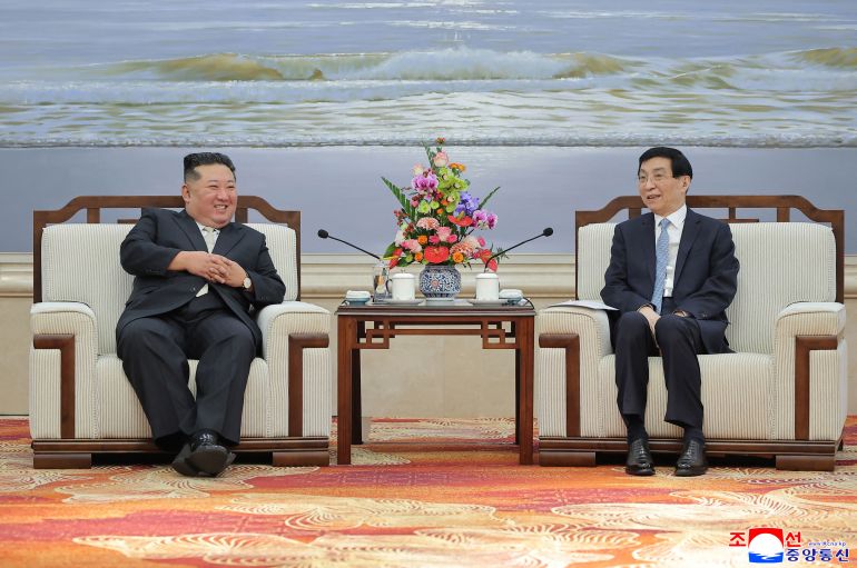 afp_6adda8ed3d82-1792911597 This picture taken on October 24, 2026 and released by North Korea's official Korean Central News Agency (KCNA) on October 25, 2026 shows North Korean leader Kim Jong Un (L) meeting with Wang Huning, member of the Standing Committee of the Political Bureau of the Central Committee of the Communist Party of China and chairman of the National Committee of the Chinese People's Political Consultative Conference in Dandong, China's Liaoning province.