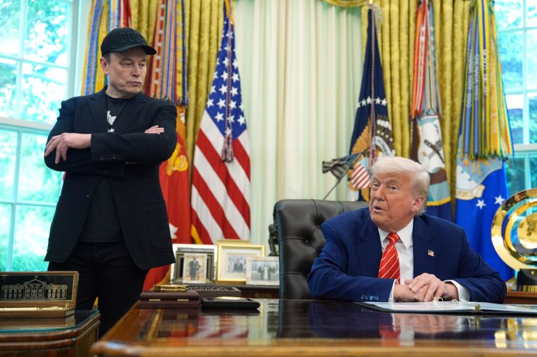 ap_68f3b4476ebd6-1760801863 FILE - President Donald Trump, right, speaks during a news conference with Elon Musk in the Oval Office of the White House, Friday, May 30, 2025, in Washington. (AP Photo/Evan Vucci, File)