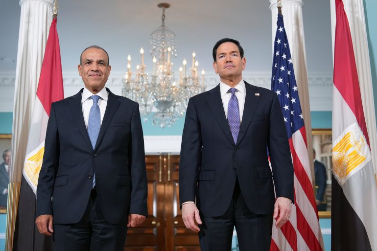 Secretary of State Marco Rubio meets with Egypt's Foreign Minister Badr Abdelatty at the State Department in Washington, Tuesday, April 14, 2026. (AP Photo/Jacquelyn Martin)