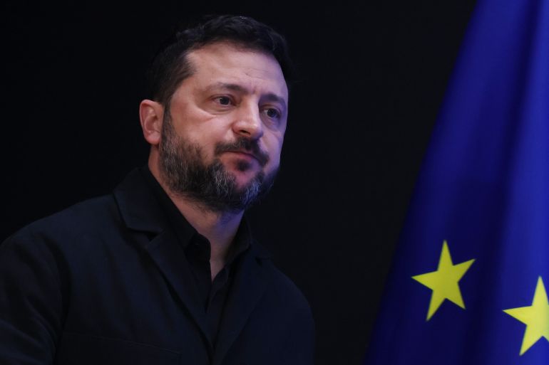 ap_6ad5451eb0be7-1792361758 Ukraine's President Volodymyr Zelenskyy arrives for a media conference at the EU summit in Brussels, Friday, Oct. 16, 2026. (AP Photo/Omar Havana)