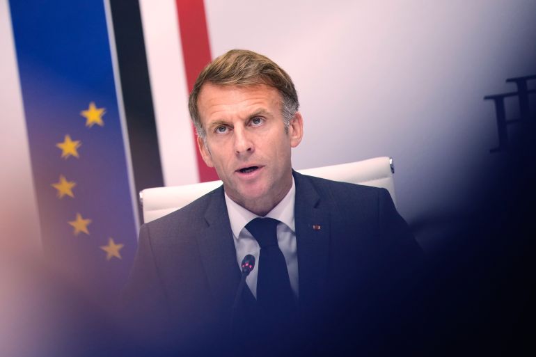 French President Emmanuel Macron, attends a meeting of the security council at the Elysee Palace in Paris, Thursday, Oct. 22, 2026. (AP Photo/Teresa Suarez, Pool)