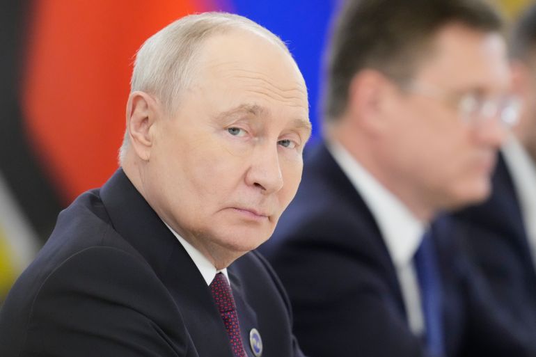 ap_6ae19aba3187e-1793170106 Russian President Vladimir Putin attends a meeting on the sidelines of the Summit of Heads of State and Government of the Gas Exporting Countries Forum (GECF) at the Grand Kremlin Palace in Moscow, Tuesday, Oct. 27, 2026. (AP Photo/Pavel Bednyakov, Pool)