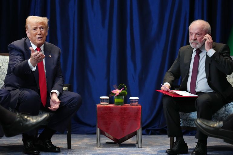 getty_692fd99898-1764743576 KUALA LUMPUR, MALAYSIA - OCTOBER 26: U.S. President Donald Trump holds a bilateral meeting with Brazil's President Luiz Inácio Lula da Silva (R) at Kuala Lumpur Convention Centre on October 26, 2025 in Kuala Lumpur, Malaysia. Trump is in Malaysia for the Association of Southeast Asian Nations (ASEAN) summit, and will next travel to Japan, en route to South Korea for the Asia-Pacific Economic Cooperation (APEC) forum. (Photo by Andrew Harnik/Getty Images)