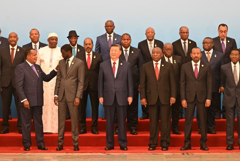 getty_6a03287289-1778591858 BEIJING, CHINA - SEPTEMBER 5: Chinese President Xi Jinping (C) and leaders from African nations prepare to pose for a group photo prior to the Forum on China-Africa Cooperation (FOCAC) at The Great Hall of People on September 5, 2024 in Beijing, China. The diplomatic forum between China and African nations is held once every three years and is taking place in Beijing from September 4 through 6. (Photo by Adek Berry - Pool/Getty Images)