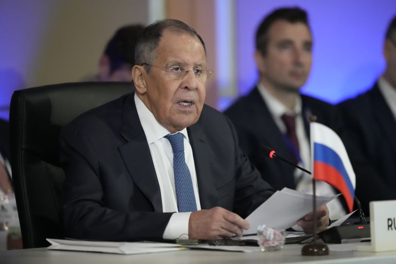 MANILA, PHILIPPINES - JULY 22: Russia Foreign Minister Sergey Lavrov speaks as he attends the ASEAN Post-Ministerial Conference with Russia during the ASEAN Foreign Ministers' Meeting at the Philippine International Convention Center on July 22, 2026 in Pasay, Metro Manila, Philippines. The ASEAN Foreign Ministers’ Meeting comes as the region confronts mounting geopolitical tensions, with discussions expected to focus on the U.S.-Israel war with Iran and its impact on energy supplies and trade, Myanmar’s deepening civil conflict, and efforts to advance a long-delayed code of conduct in the disputed South China Sea. (Photo by Aaron Favila - Pool/Getty Images)
