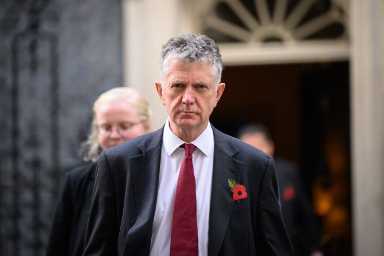 LONDON, ENGLAND - OCTOBER 24: National Security Adviser of the United Kingdom Jonathan Powell departs from 10 Downing Street, ahead of UK Prime Minister Keir Starmer and Volodymyr Zelensky President of Ukraine, on October 24, 2025 in London, England. Zelensky said on social media the aim of the London visit was to win security guarantees for Kyiv. The meeting was to be a prelude to President Donald Trump and President Putin meeting in Budapest next week, however Trump withdrew from the meeting saying he did not want a "wasted meeting". (Photo by Leon Neal/Getty Images)