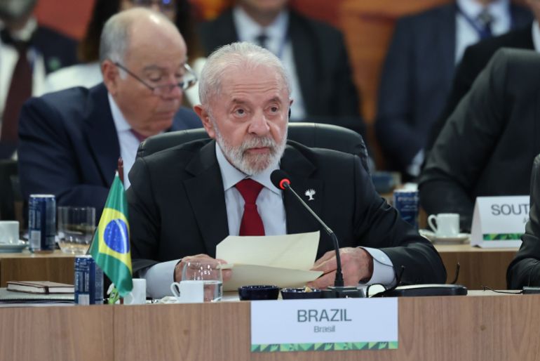 getty_6ae063036b-1793090307 RIO DE JANEIRO, BRAZIL - JULY 6: Brazil's President Luiz Inacio Lula da Silva speaks in the plenary room as part of the Brics Summit 2025 at Museu de Arte Moderna on July 6, 2025 in Rio de Janeiro, Brazil. (Photo by Wagner Meier/Getty Images)