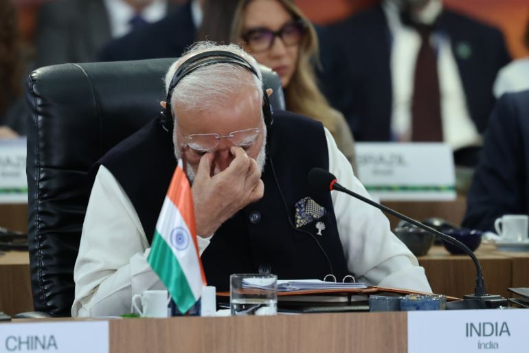 getty_6ae1d1f511-1793184245 RIO DE JANEIRO, BRAZIL - JULY 6: India's Prime Minister Narendra Modi gestures during Lula speech as part of the Brics Summit 2025 at Museu de Arte Moderna on July 6, 2025 in Rio de Janeiro, Brazil. (Photo by Wagner Meier/Getty Images)
