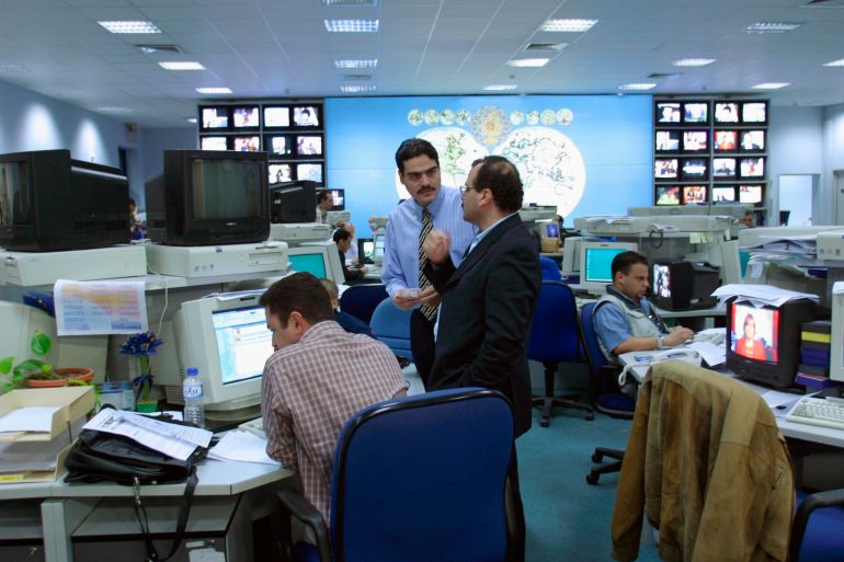 The Al Jazeera satellite channel newsroom. (Photo by Christophe Calais/Corbis via Getty Images)
