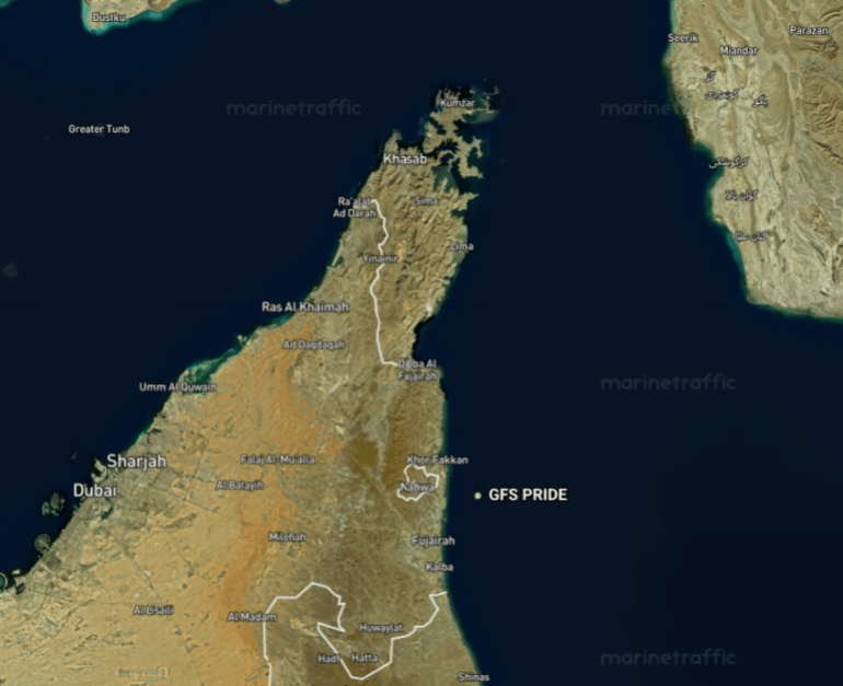 gfs-pride-1792241815 آخر إشارة بثتها سفينة الحاويات "جي إف أس برايد" (مارين ترافيك)