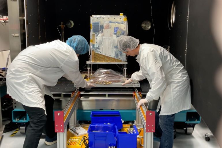 The prototype satellite was tested in a thermal vacuum chamber that simulates theenvironment in space. Google