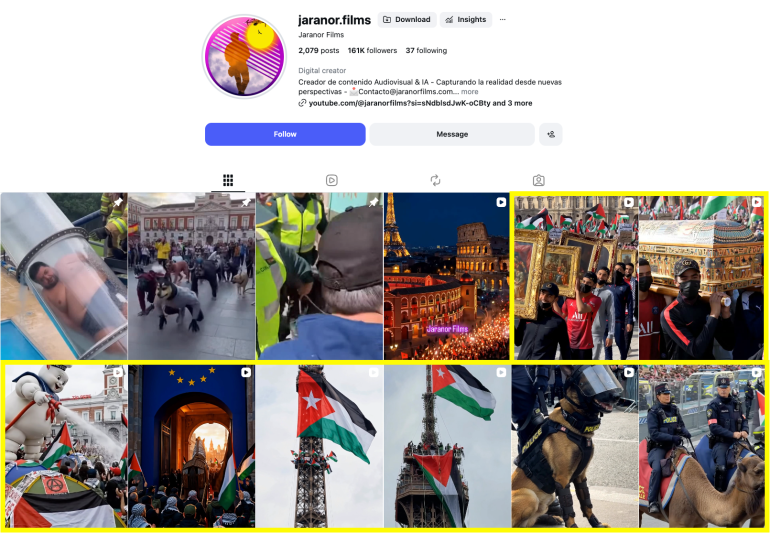 nmadhj-1792407004 نماذج منشورات مشابهة من حساب على إنستغرام يكشف أن المشاهد المتداولة مولدة بالذكاء الاصطناعي.