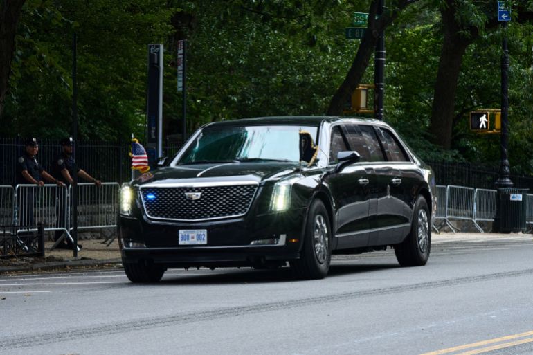 reuters_6aba6aaa-1790601898 US President Donald Trump, riding inside “The Beast”, arrives at Gracie Mansion for a meeting with New York Mayor Zohran Mamdani, in the Upper East Side neighborhood of New York, US, September, 21, 2026. REUTERS/Bing Guan