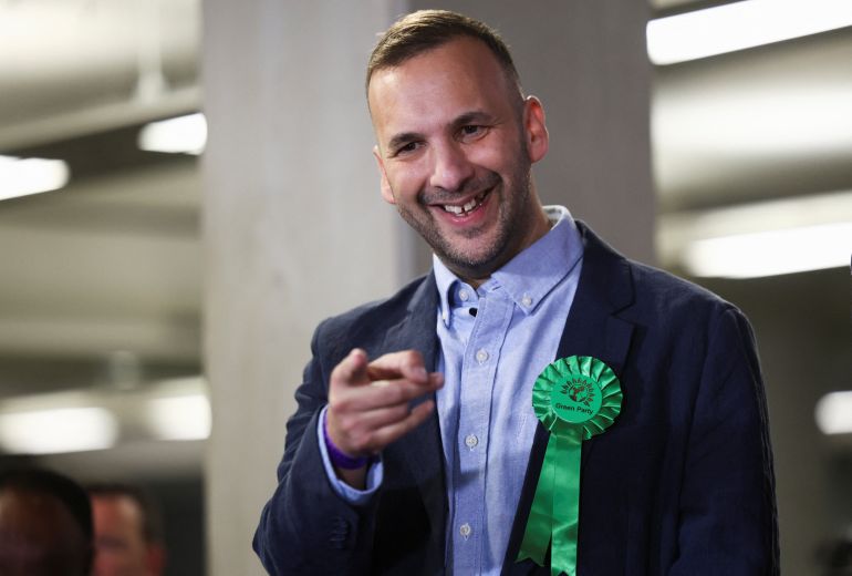 Green Party leader Zack Polanski reacts on the day of the results in the Holborn and St Pancras by-election, triggered by the resignation of former Prime Minister Keir Starmer as MP for Holborn and St Pancras, in London, Britain, October 9, 2026. REUTERS/Toby Shepheard