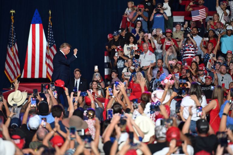 reuters_6ada435a-1792688986 US President Donald Trump walks on stage during a campaign event ahead of the midterms, in San Antonio, Texas, US, October 7, 2026. REUTERS/Callaghan O'Hare