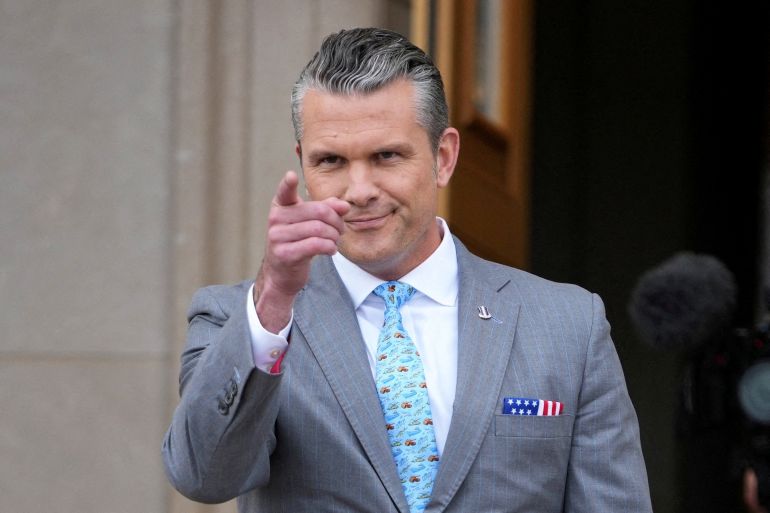 reuters_6ada6df2-1792699890 FILE PHOTO: US Defense Secretary Pete Hegseth gestures during a visit by Britain's Defence Minister Wes Streeting at the Pentagon, Arlington, Virginia, US, October 15, 2026. REUTERS/Nathan Howard/File Photo