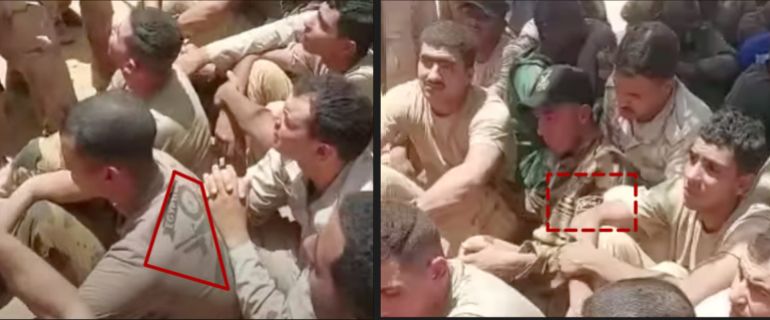 علامات بصرية تبرز عبارتي "الصاعقة" و"مصر" على أزياء الجنود بالمقطع ما يؤكد هويتهم (منصات التواصل)